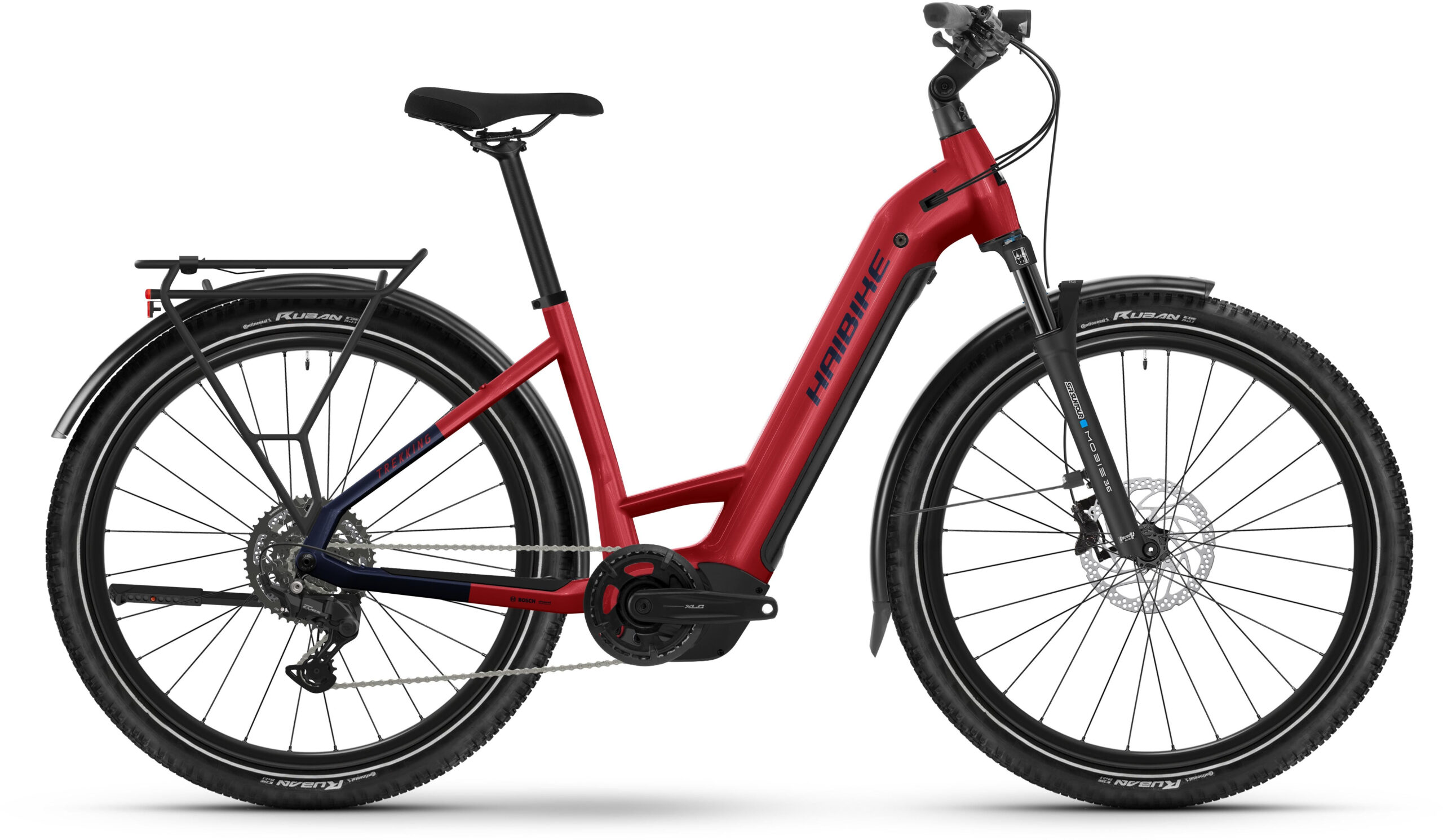 Haibike Trekking 7 Low Step Electric Trekking Bike LARGE / 50CM fruity red/blue - gloss - Cycles UK