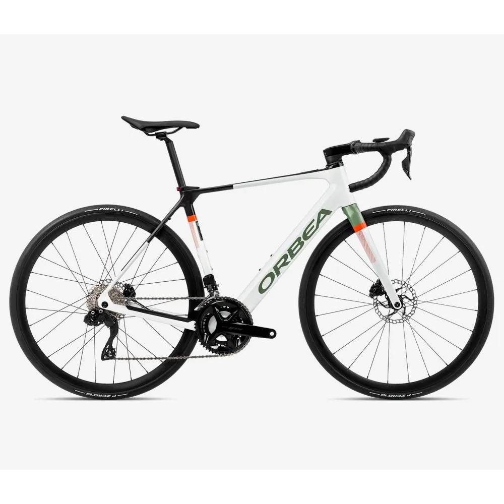 Orbea Gain M30i Electric Road Bike 2023 White Chic/Metallic Green Artichoke
